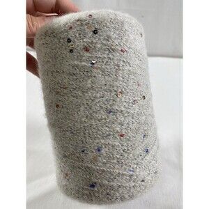 Fancy Spool Cone Yarn Mohair Grey Black Rainbow Sequins 270g Net Weight #681